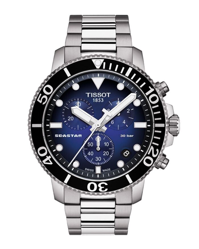 

Хронограф Tissot Seastar 1000 с синим циферблатом, 45,5 мм