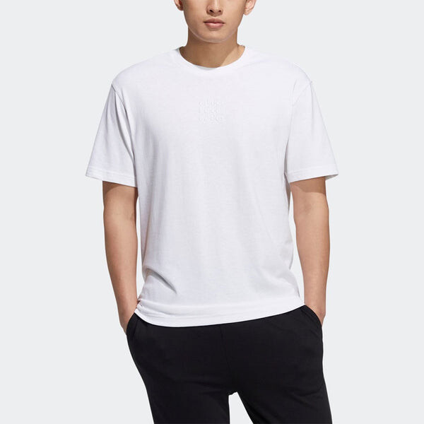 Футболка adidas neo Embroidered Logo Solid Color Sports Round Neck Short Sleeve White, мультиколор — фото 2