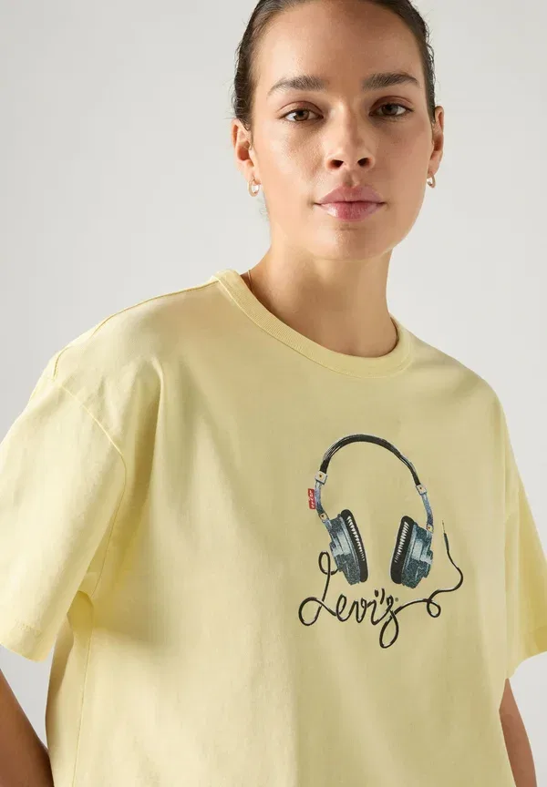 Футболка с принтом Levi'S, lse denim headphones, кораллово-розовый — фото 3