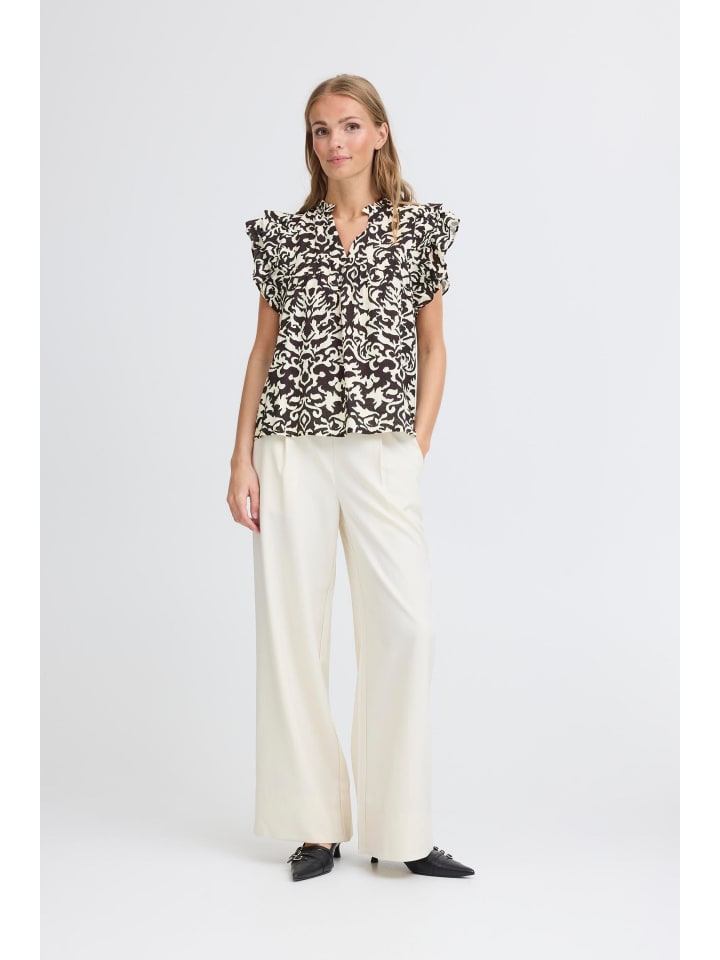 

Блузка с короткими рукавами IHBRIANE свободного кроя, черного цвета, с принтом ICHI