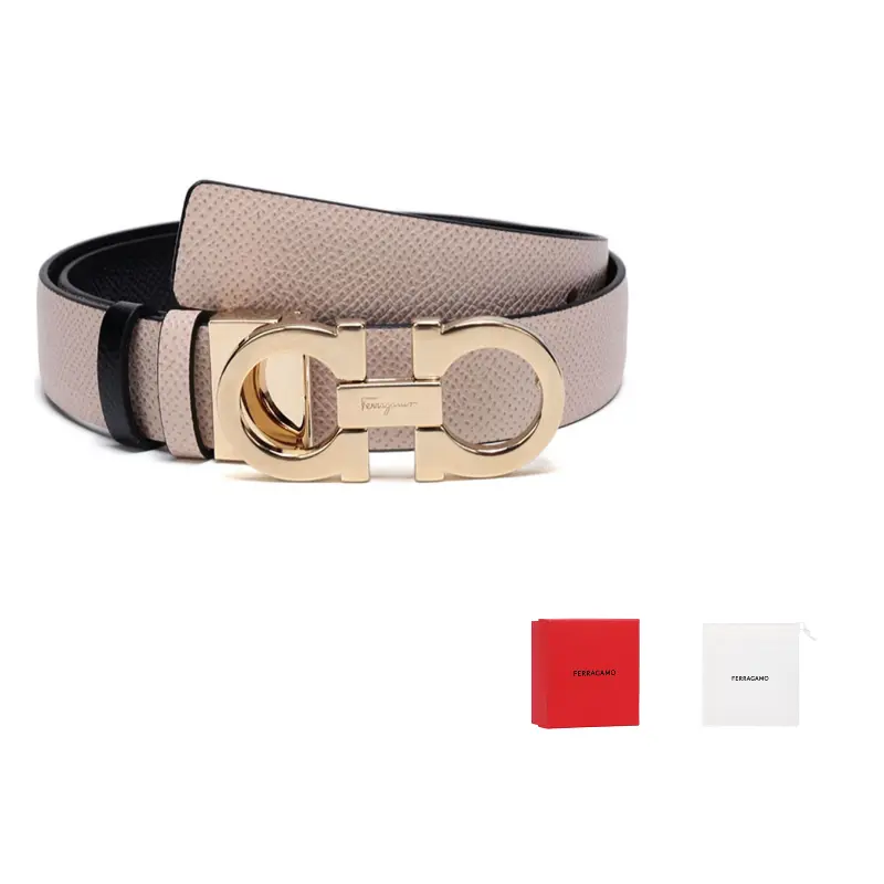 

Ferragamo Ремень с пряжкой Gancini реверсивный, Bone Black