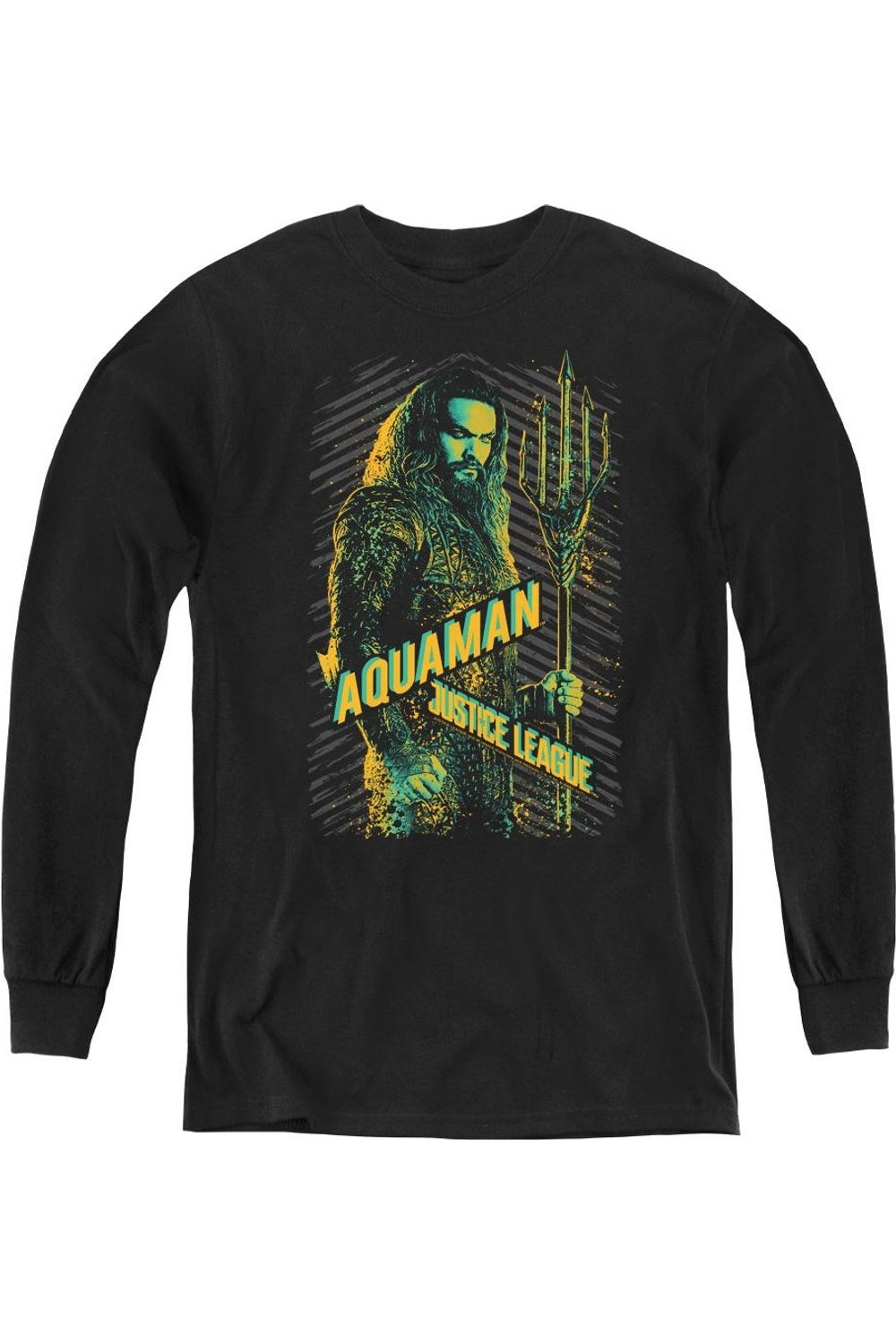 

Футболка с длинным рукавом для подростков "Лига справедливости" Aquaman Gildan, черный