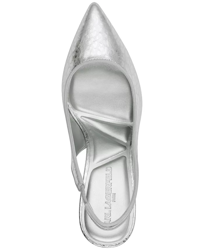 Женские туфли-лодочки Rosalyn Slingback KARL LAGERFELD PARIS, серебряный — фото 4