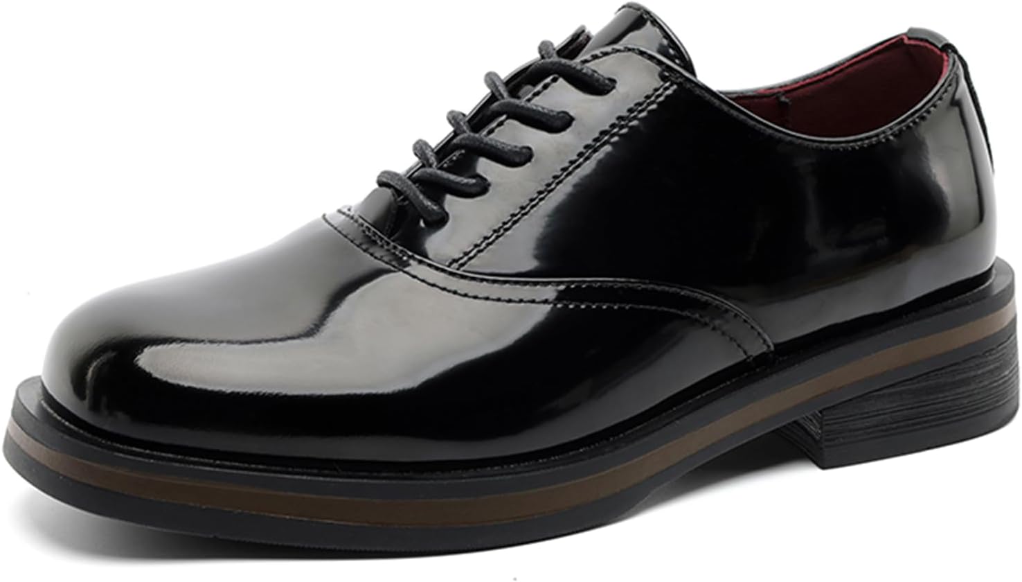 

Мужские кожаные туфли-оксфорды с квадратным носком на платформе, модные, удобные, на шнуровке, с массивным каблуком-блоком, для деловых встреч, свадеб и официальных мероприятий Nxnbhsl, Patent Leather