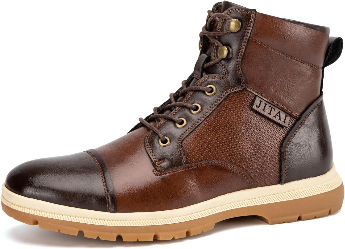 

Мужские оксфорды JITAI с шнуровкой, удобные повседневные зимние ботинки для походов и работы с резиновой подошвой, Brown/02