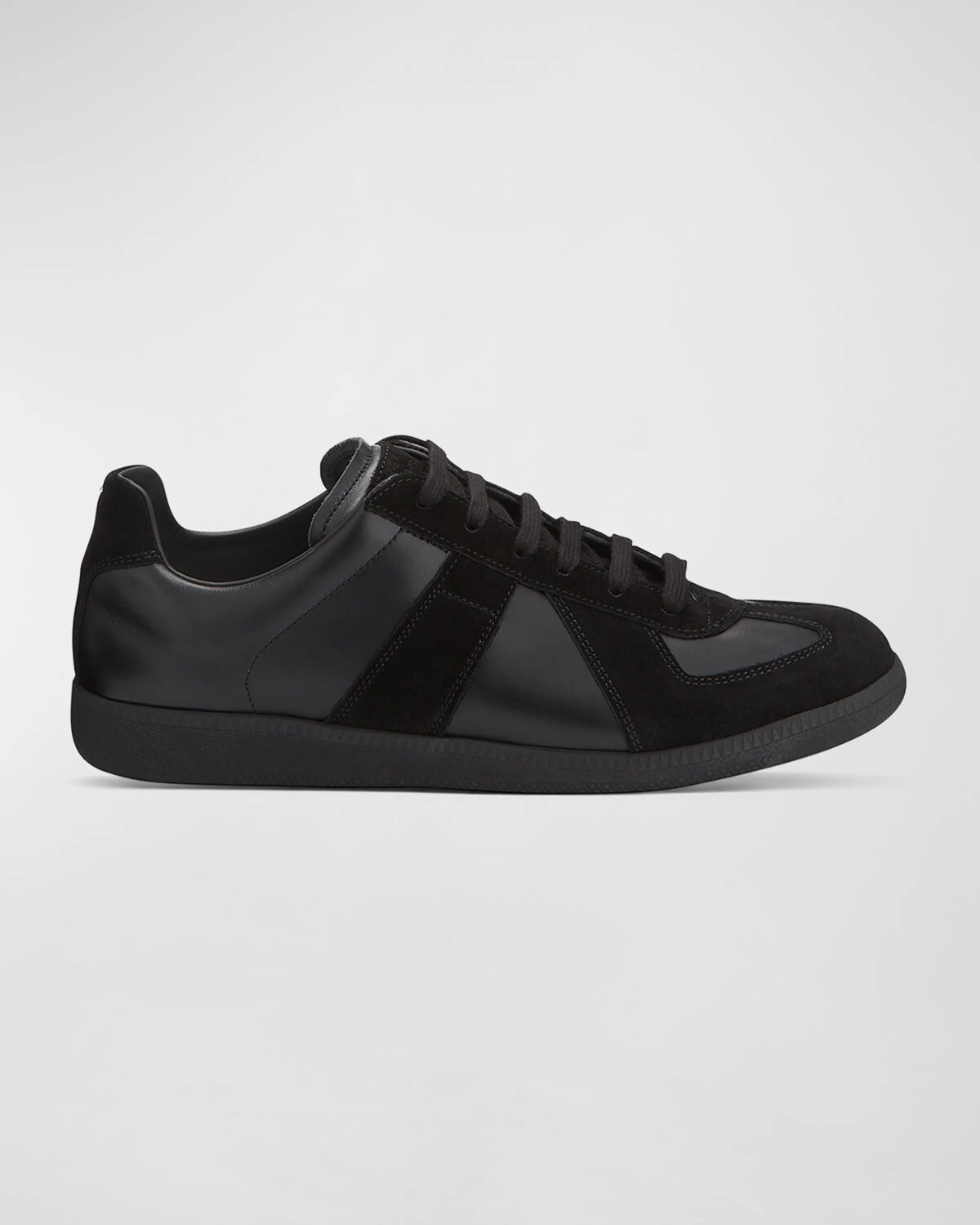 

Мужские кожаные замшевые низкие кеды реплики Maison Margiela, цвет Black