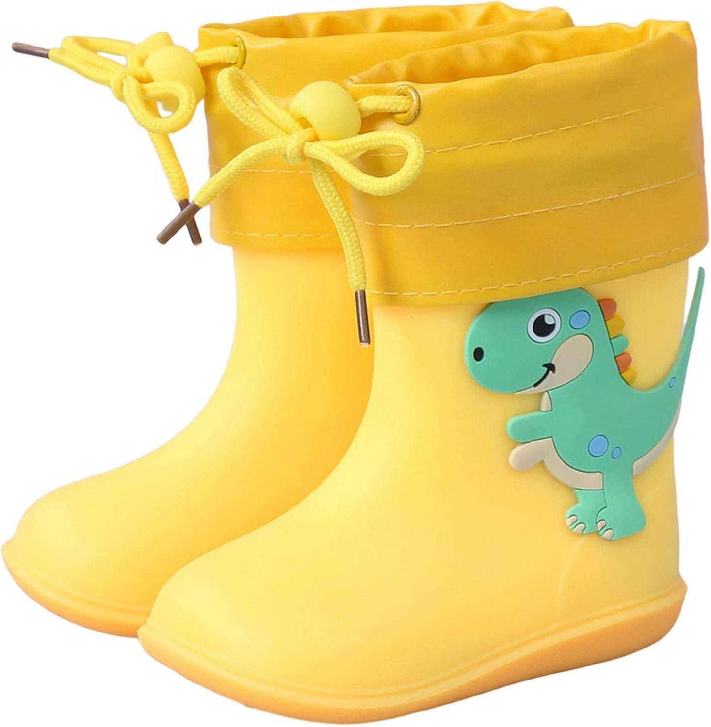 

Детские резиновые сапоги для малышей, водонепроницаемые с динозаврами, для девочек и мальчиков, унисекс, детские дождевые сапоги Generic, желтый
