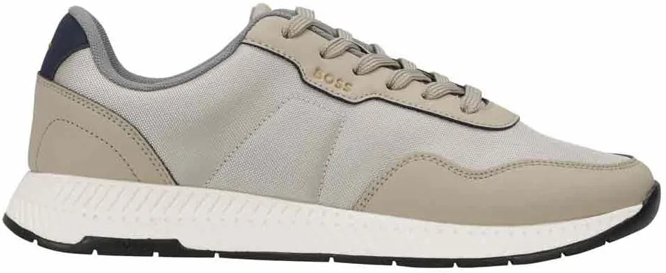 Мужские низкие кроссовки BOSS Titanium Runn с текстурированным верхом. Размер, Medium Beige