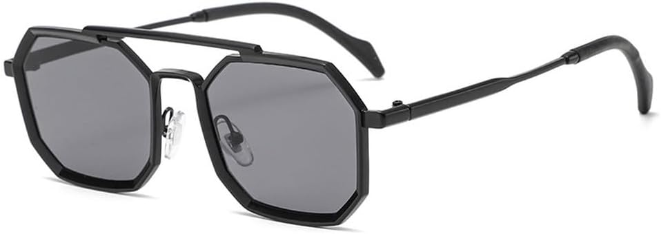 

Ретро солнцезащитные очки с двойными перемычками, многоугольные, женские, в модной металлической оправе, зеркальные, с защитой от УФ-излучения UV400, мужские солнцезащитные очки в стиле панк generic, Black Gray