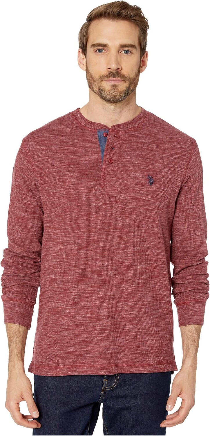 

Футболка U.S. POLO ASSN. Space Dye Thermal Henley, цвет University Red