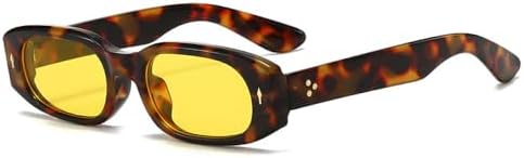 

Модные маленькие прямоугольные солнцезащитные очки для женщин в стиле ретро, ​​конфетные очки, защита от УФ-излучения UV400, модные панк-очки с заклепками для мужчин MTZJH, Leopard Yellow