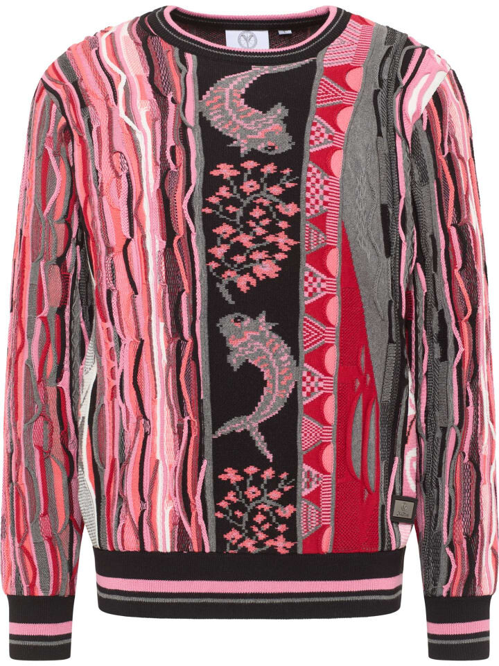 

Пуловер Carlo Colucci Strickpullover Donato, цвет Schwarz/Weiß/Pink