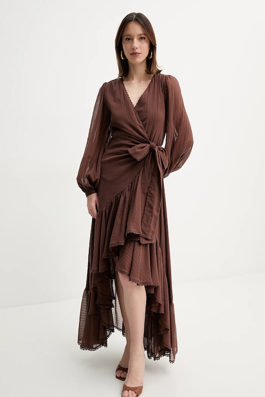 

Хлопковое платье ELSA Marciano Guess, коричневый