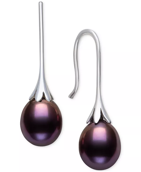 

Серьги-Подвески из искусственного пресноводного жемчуга (7-8 мм), окрашенного в черный цвет, из стерлингового серебра Belle De Mer, silver