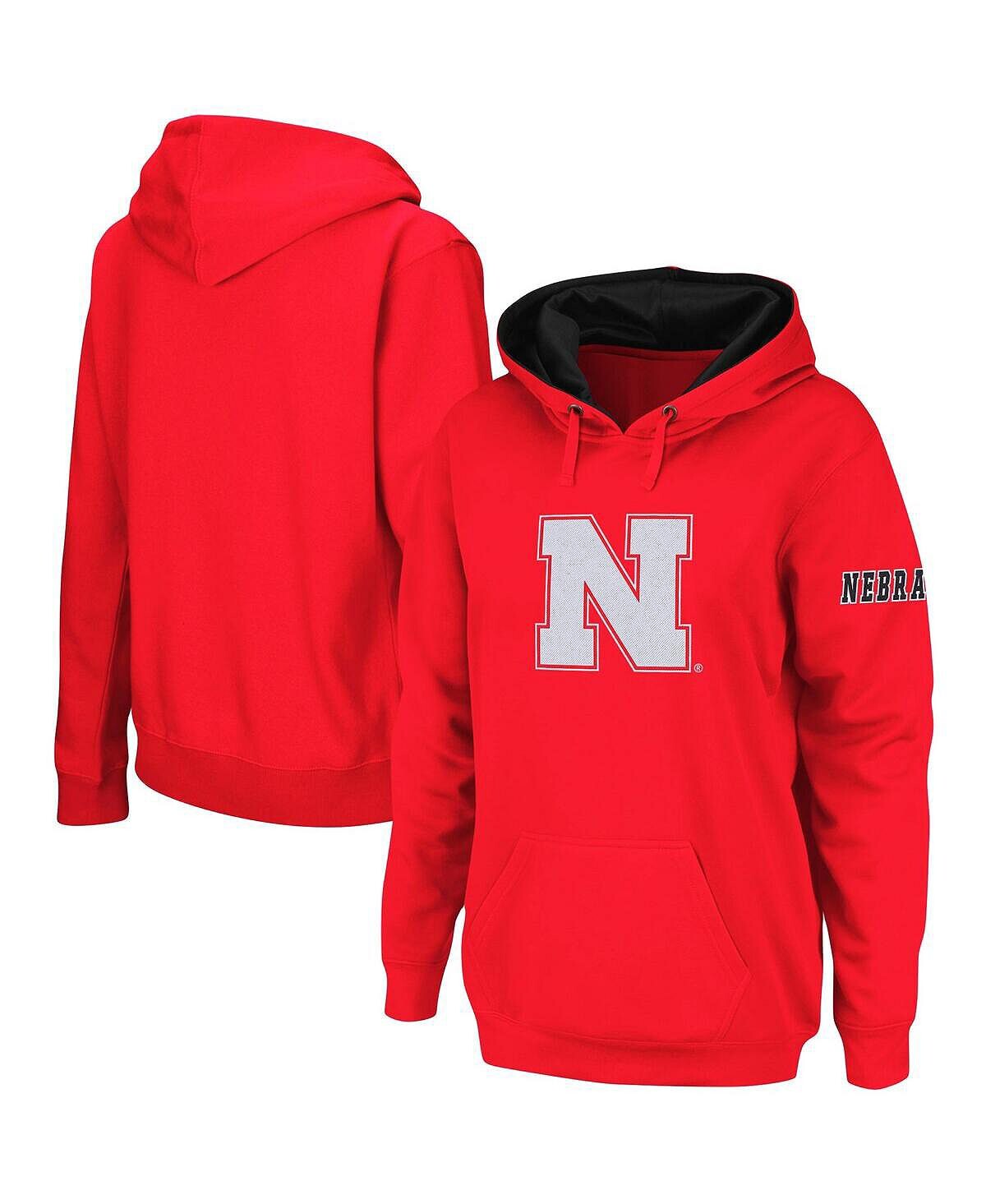 

Женский пуловер с капюшоном и большим логотипом Scarlet Nebraska Huskers Team Stadium Athletic