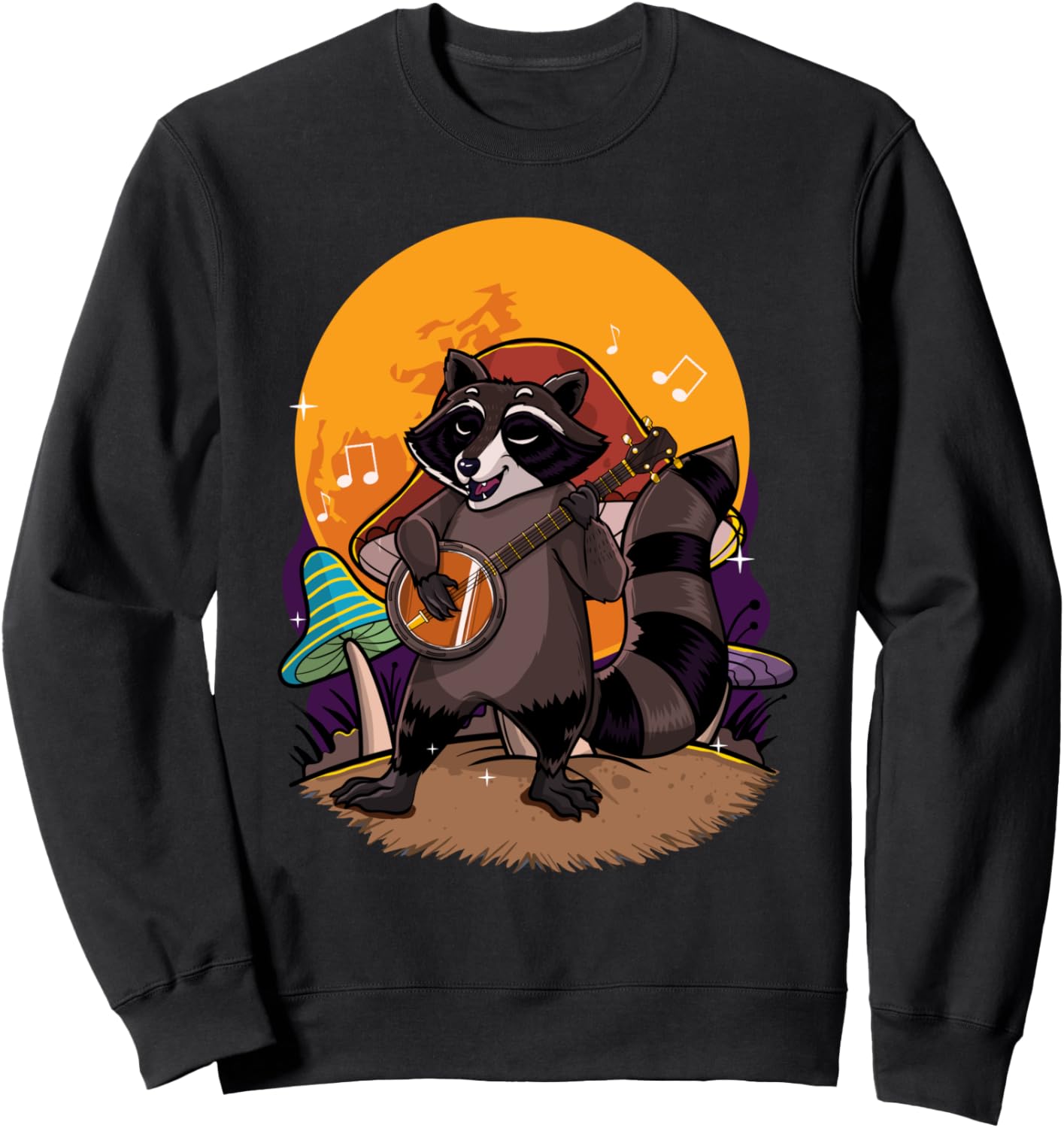 

Милый енот, играющий на банджо, в стиле коттеджкор, толстовка с изображением мусорной панды Funny Raccoon Lover Street Cats Gift Store, черный