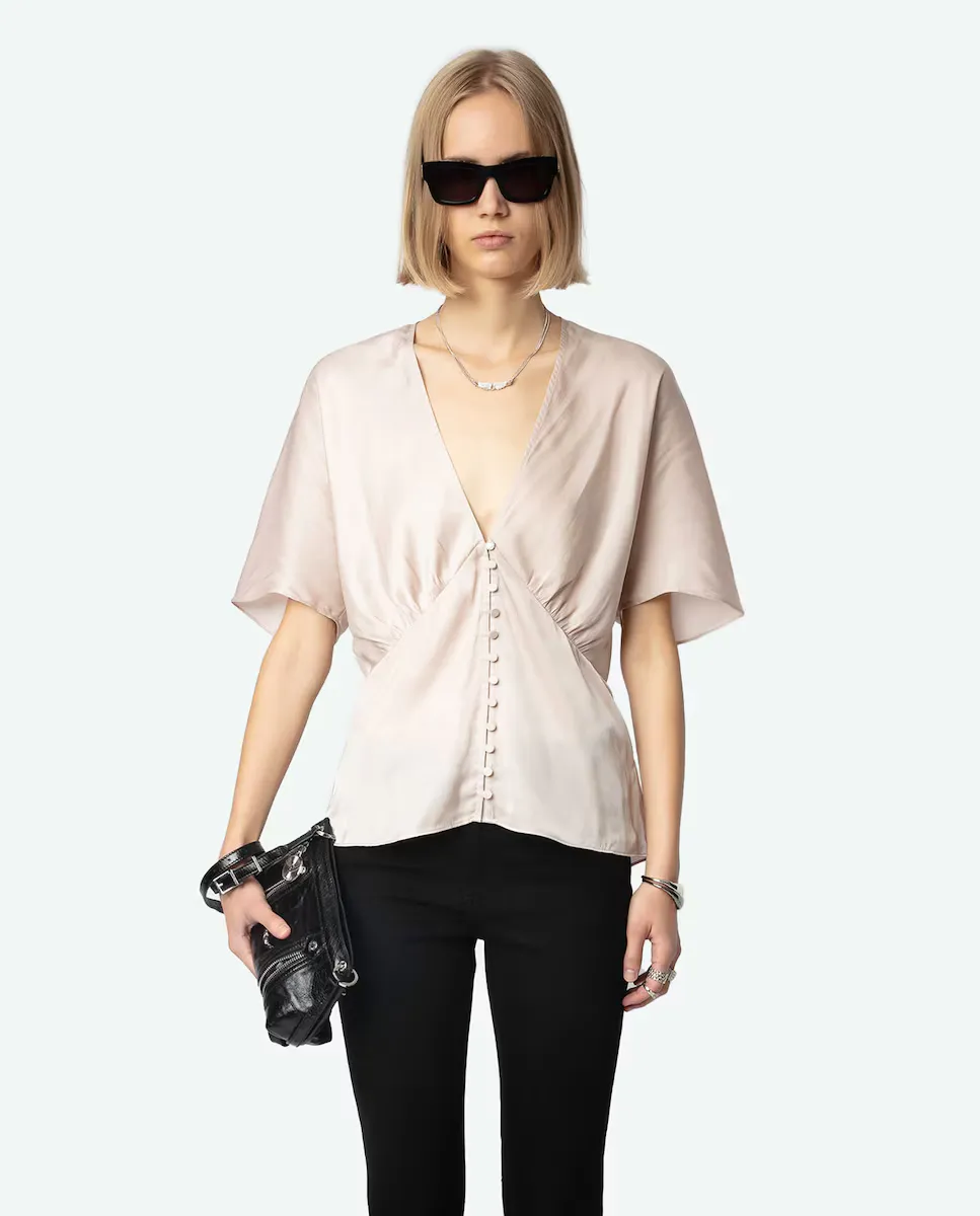 

Thodri женский атласный топ с короткими рукавами Zadig & Voltaire, цвет Rosa