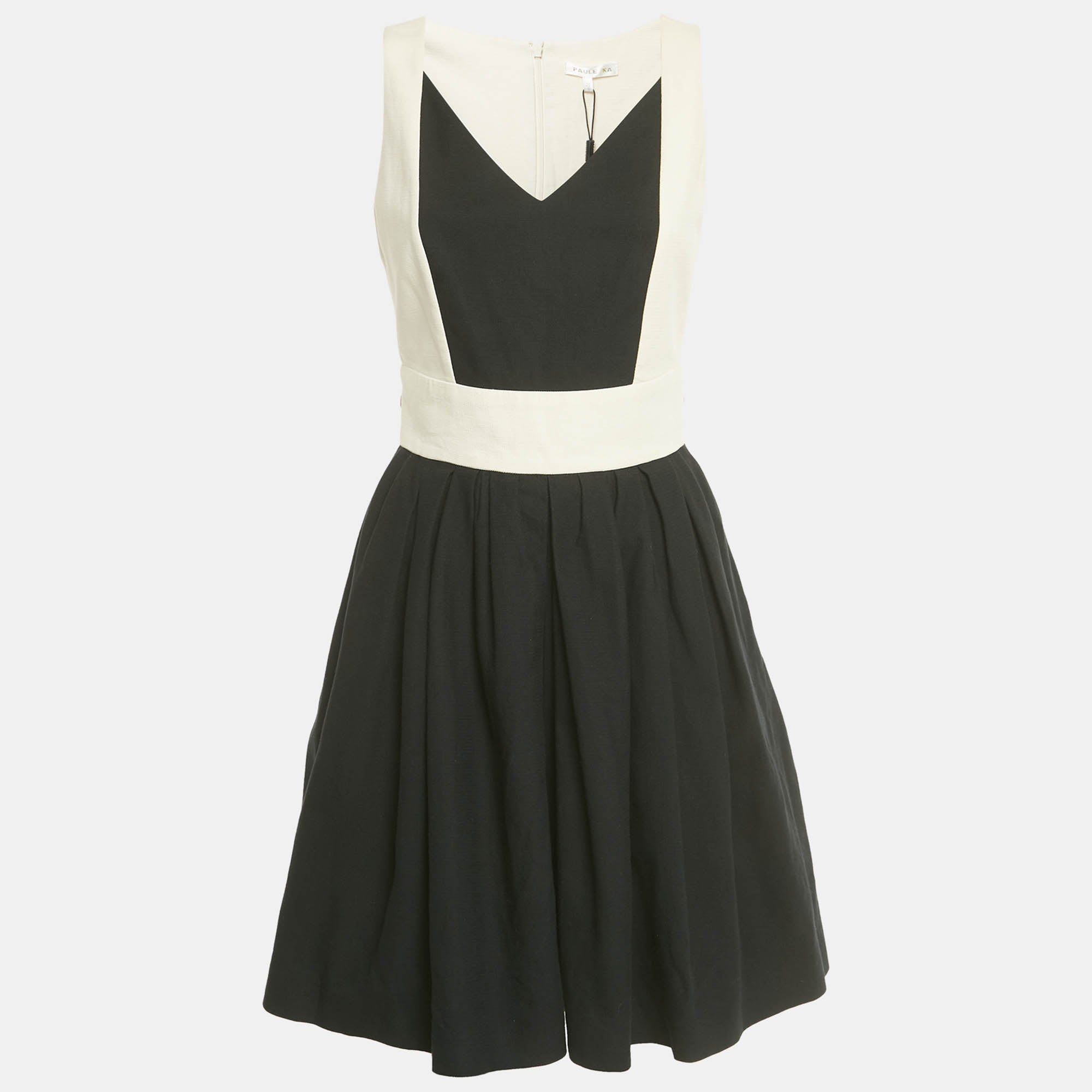 

Мини-платье Paule Ka из хлопка, черно-бежевого цвета