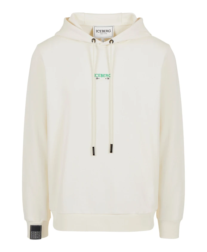 

Ванильная толстовка с вышитым логотипом и принтом на спине. Iceberg, белый