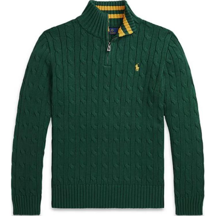 Polo Ralph Lauren Фирменная водолазка с вышитым логотипом, однотонная, с длинными рукавами, зеленая, детская — фото 3
