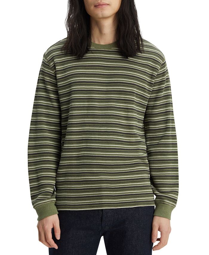 

Мужская термо-футболка с длинными рукавами вафельной вязки Levi's, цвет Olivine Stripe