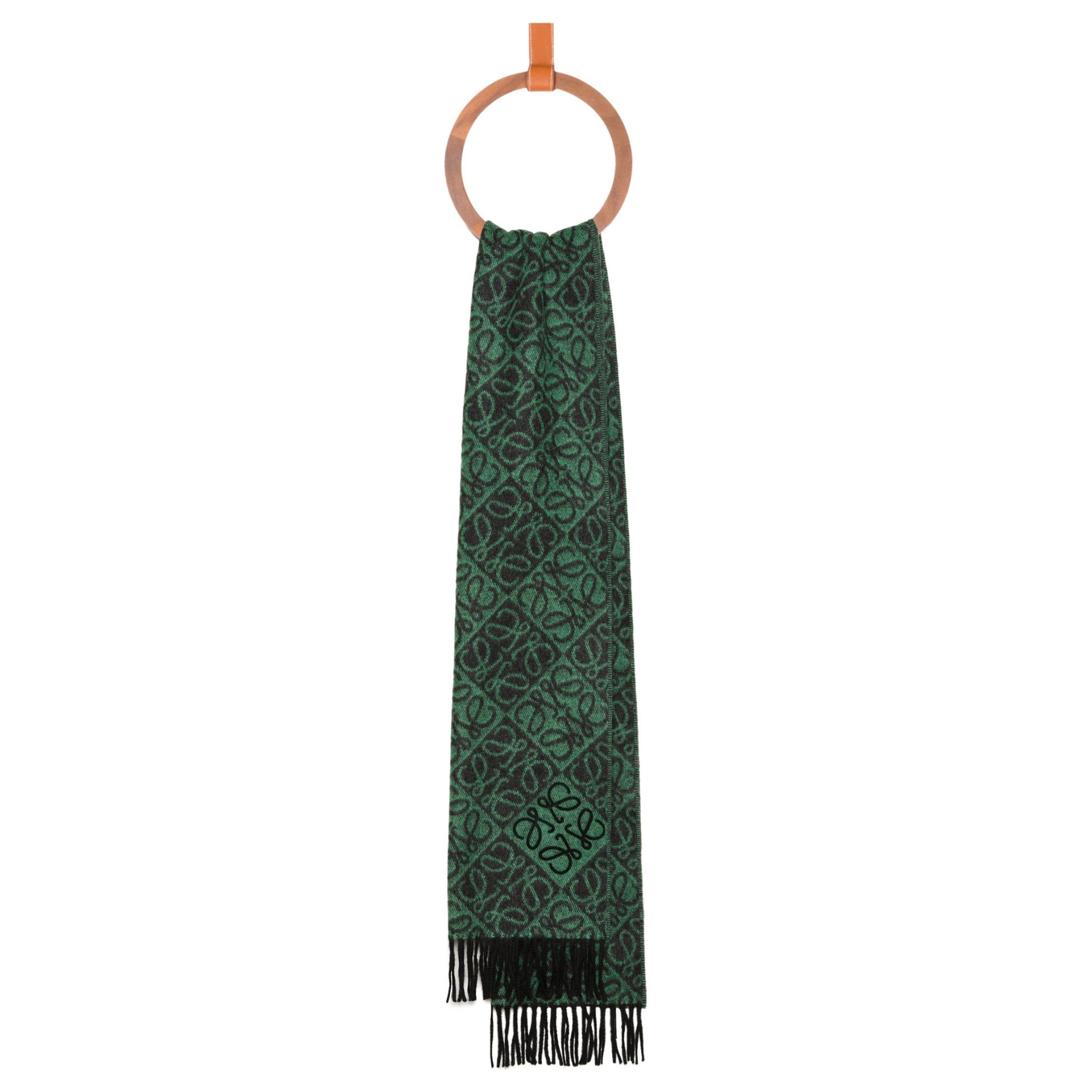 

LOEWE Шерстяной кашемировый вязаный шарф унисекс зелёный, Green