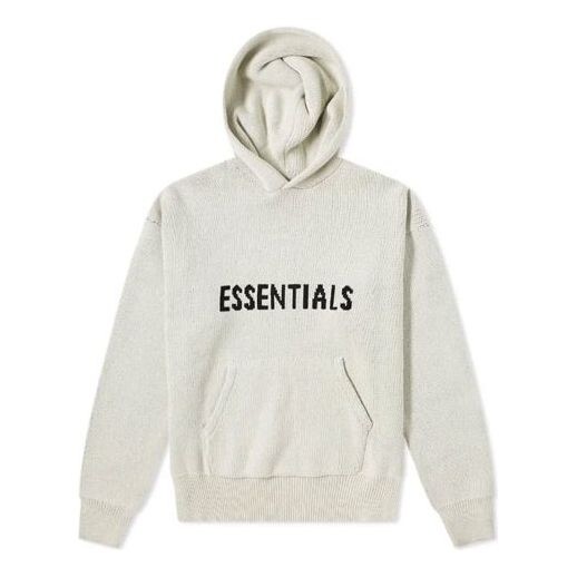 

Толстовка fw21 knit logo hoodie 'oatmeal' Fear Of God Essentials, серый