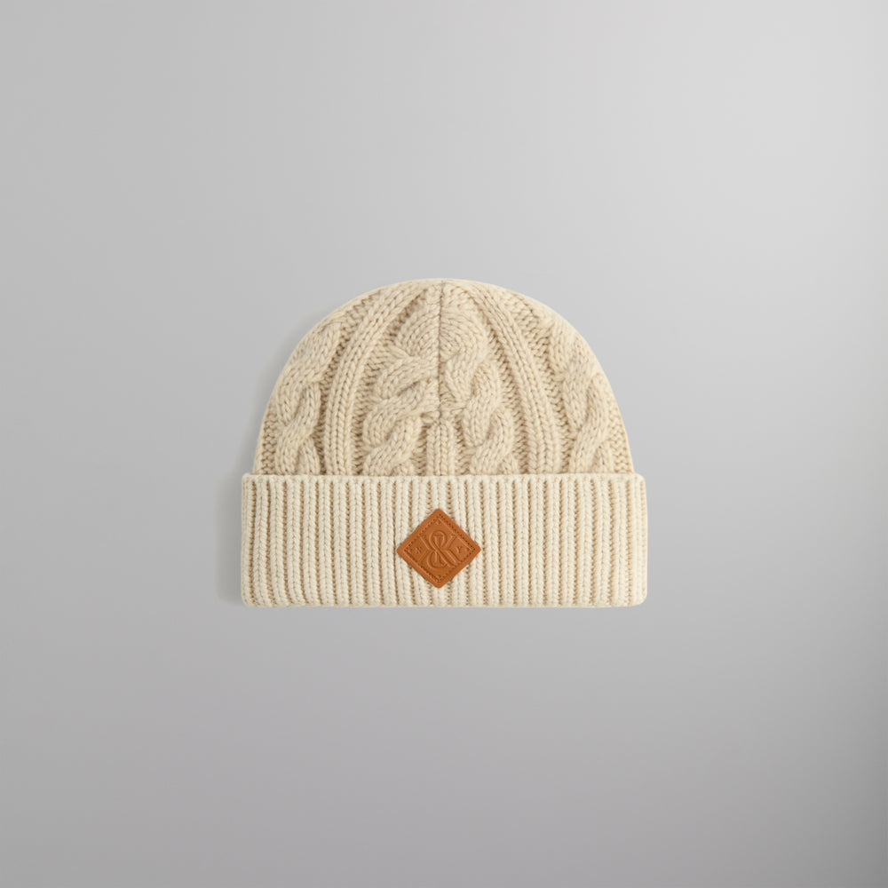 

Шапка Kith Leather Crest Mia Beanie, цвет Heather Oatmeal
