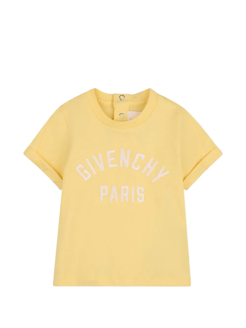 Хлопковая футболка с закатанными рукавами и логотипом Givenchy Kids, желтый