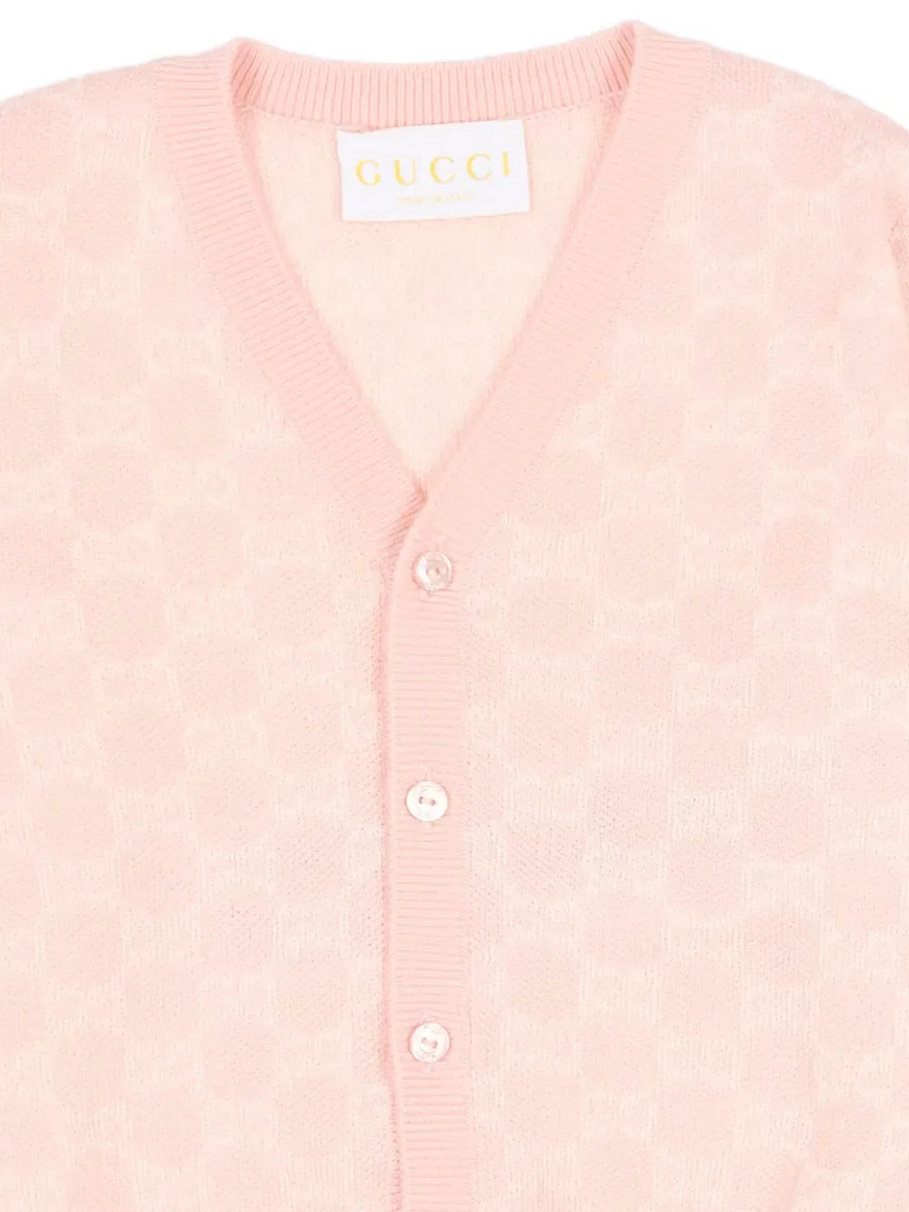 Жаккардовый кардиган с узором Gg Gucci Kids, розовый — фото 3