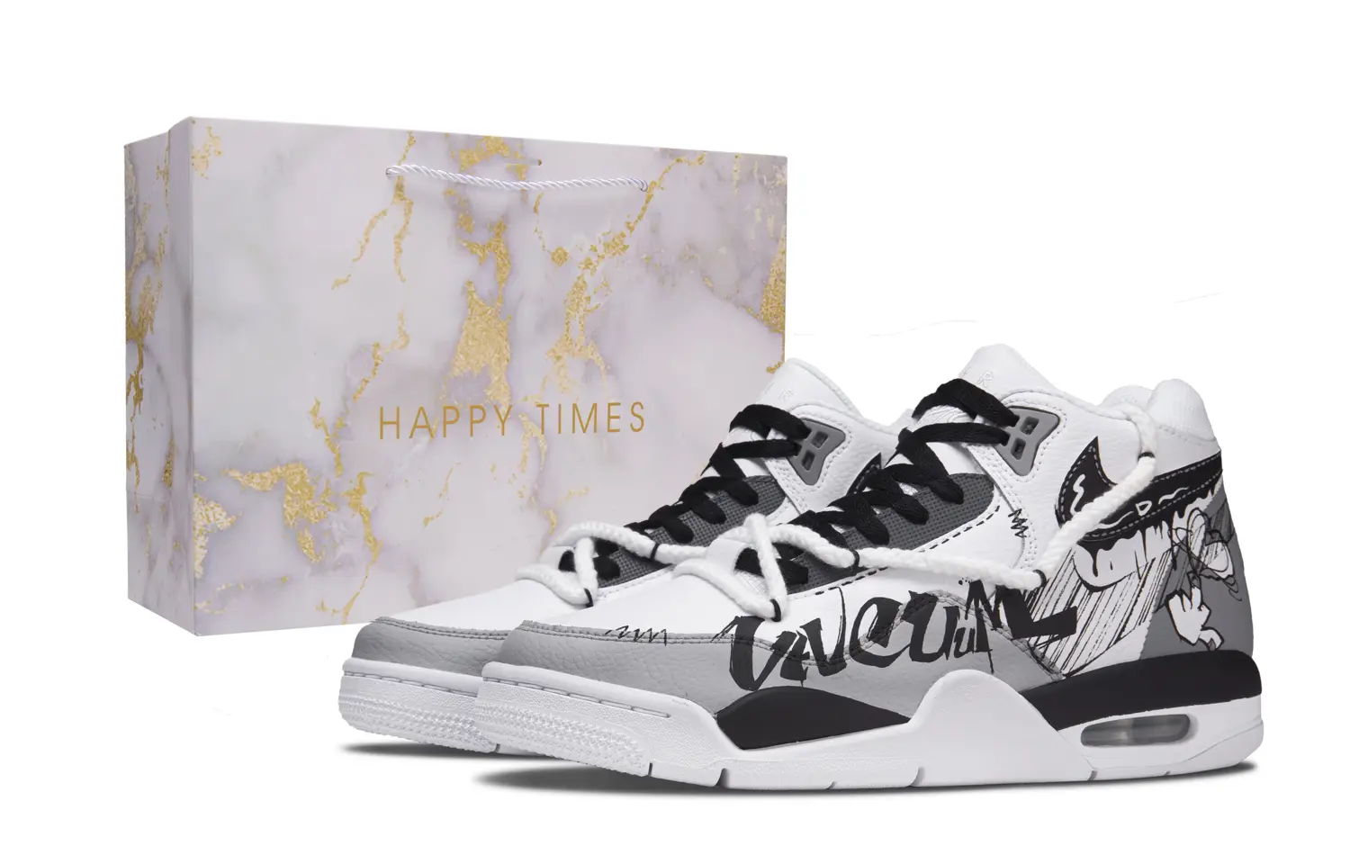 

Nike Flight Legacy Street Artist Абразивоустойчивые кроссовки Mid Top в винтажном стиле для мужчин черный белый серый