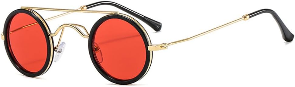 

Модные маленькие круглые солнцезащитные очки для женщин в винтажном стиле с прозрачными линзами цвета океана, солнцезащитные очки UV400 для мужчин в стиле панк KTUCN, Black Red