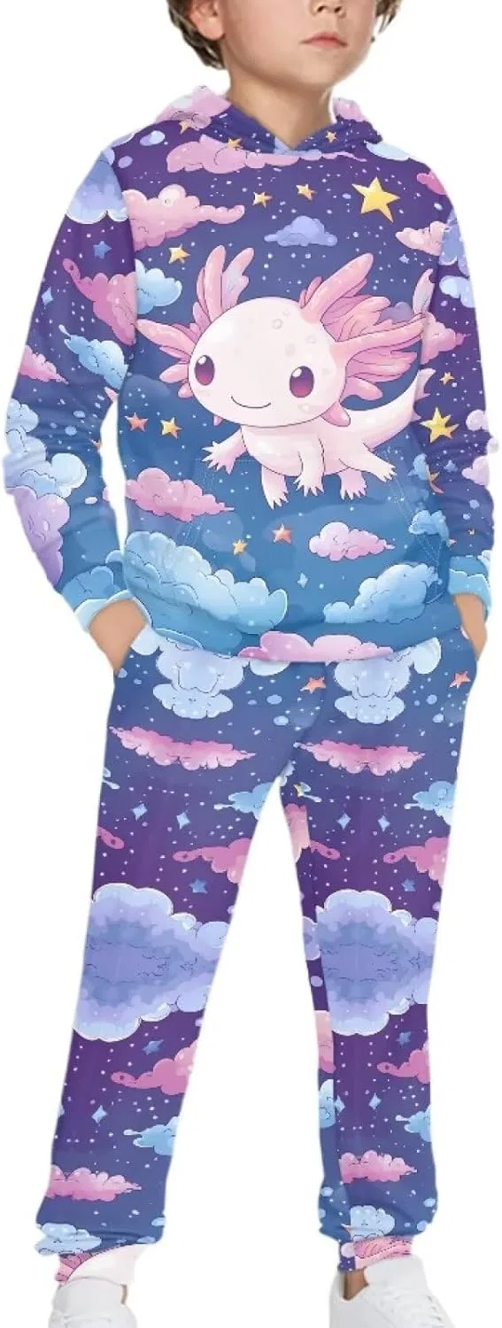 Детский спортивный костюм с принтом Yuuxorilu, 2 предмета, цвет Cute Axolotl With Cloud — фото 3