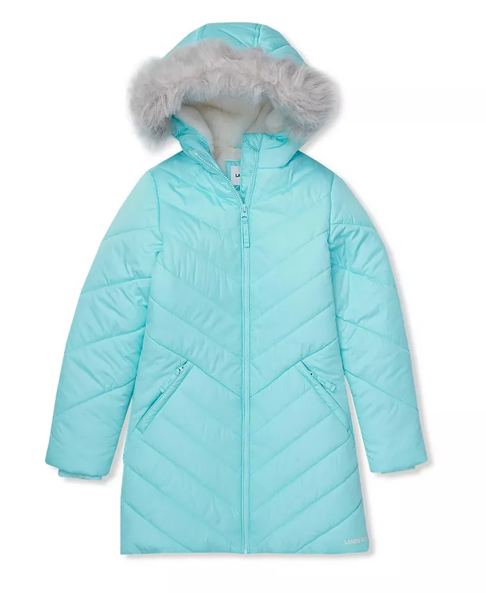 

Водонепроницаемая велюровая парка для девочек Lands' End, синий