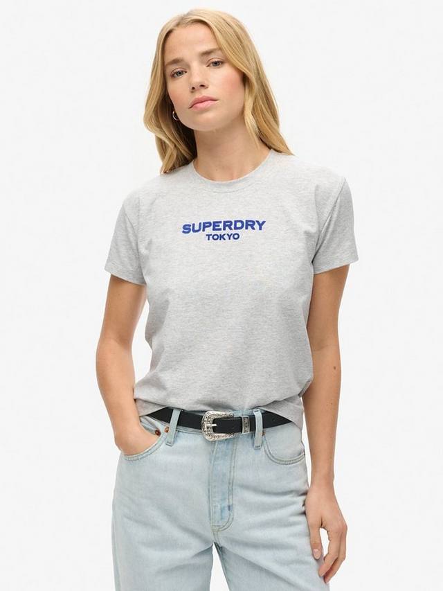 

Спортивная приталенная футболка класса люкс с графическим рисунком Superdry, цвет Cadet Grey Marl