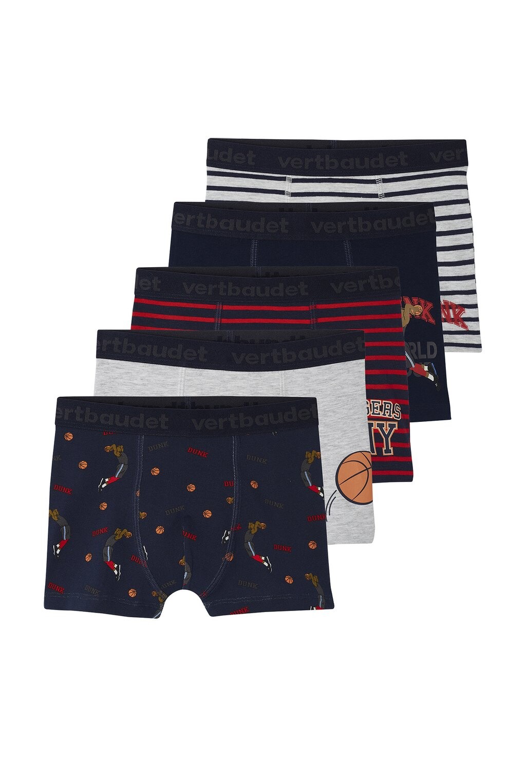 

Трусики 5Er Pack Basketball Vertbaudet, серые в крапинку