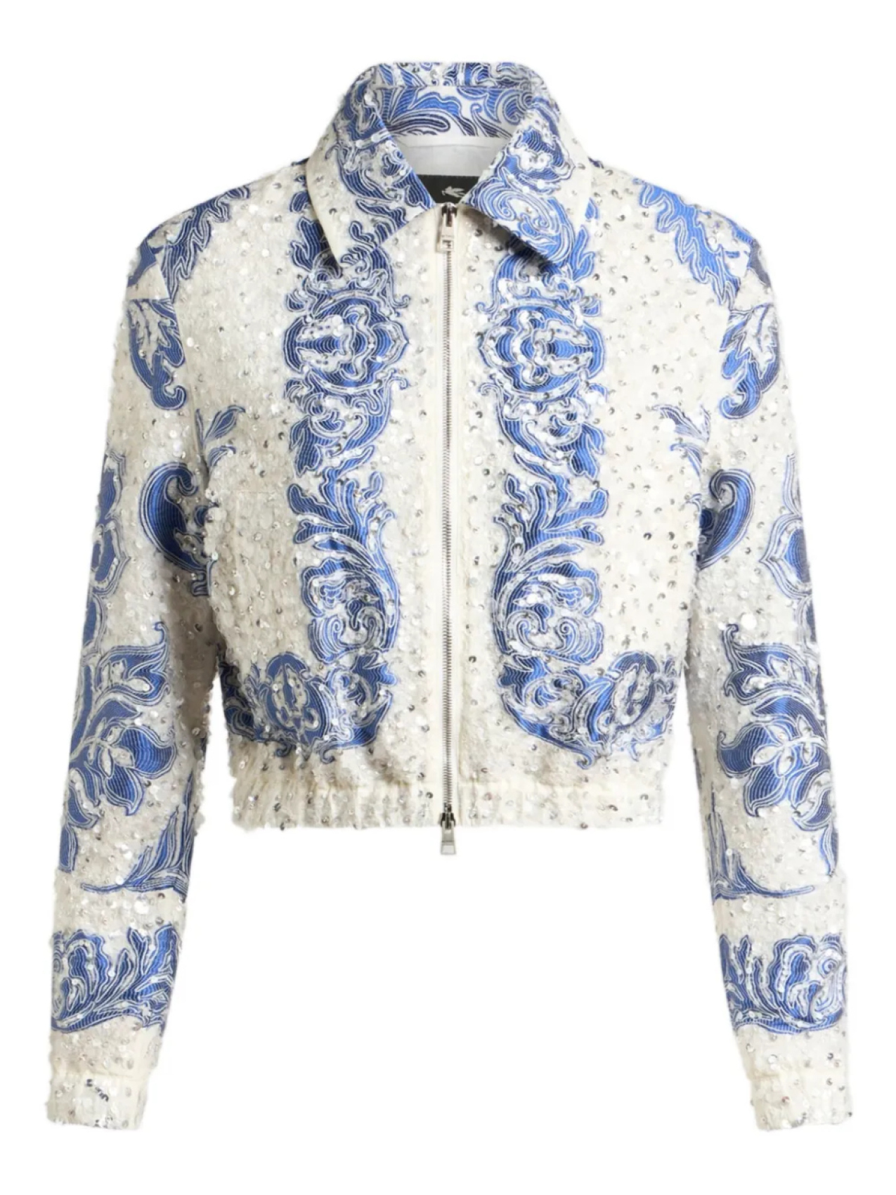 

Укороченная куртка-бомбер ETRO, украшенная пайетками, белый