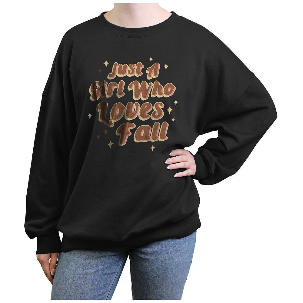 

Пуловер оверсайз с графическим рисунком Just A Girl Who Loves Fall для юниоров, черный