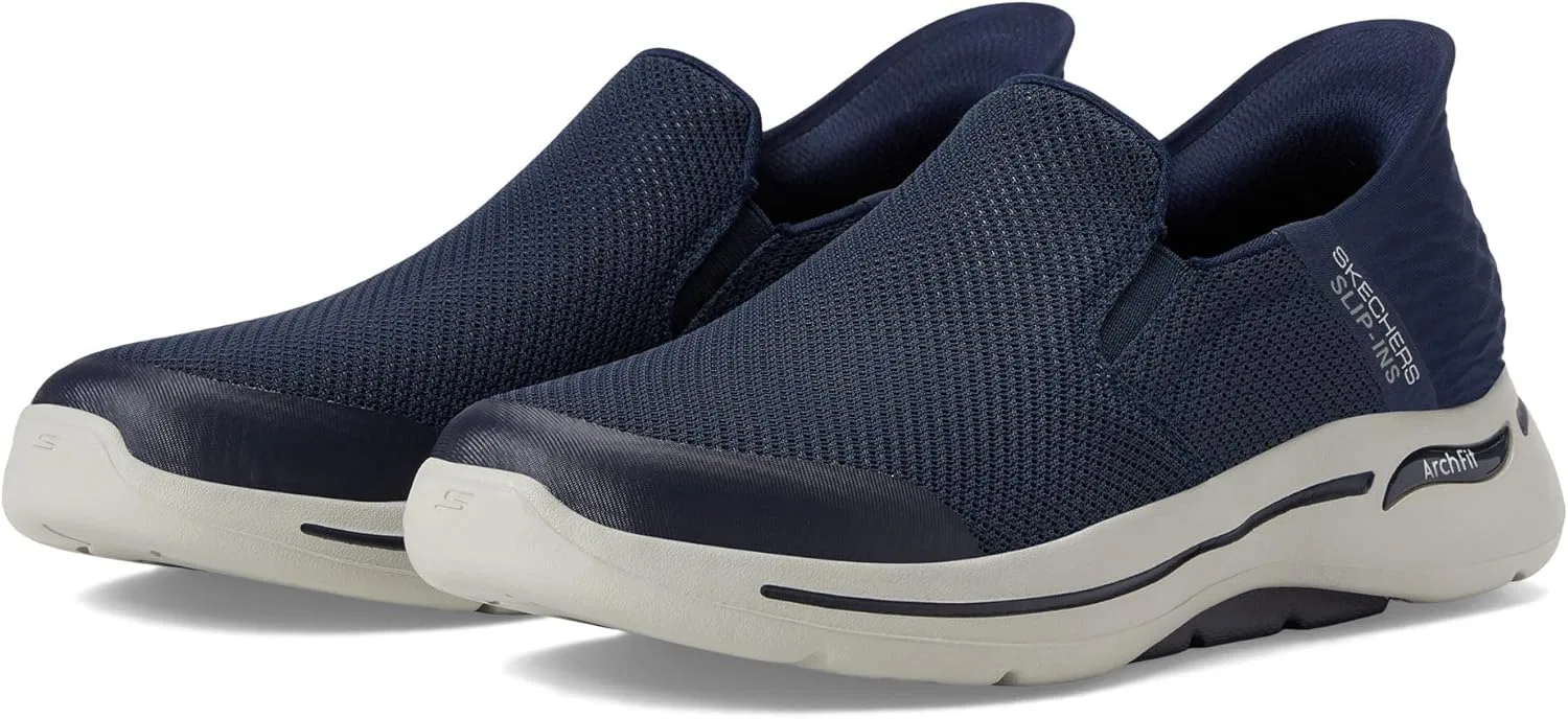 Мужские слипоны Skechers Gowalk Arch Fit - спортивные походные кроссовки без шнурков с воздушной вставкой из пеноматериала, Navy — фото 2