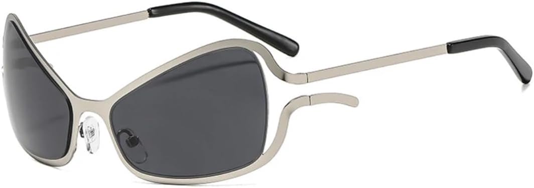 

Роскошные солнцезащитные очки в стиле киберпанк с металлической оправой для женщин, модные, для мужчин, популярные, с защитой от УФ-излучения UV400 TVTBBVV, Silver Gray