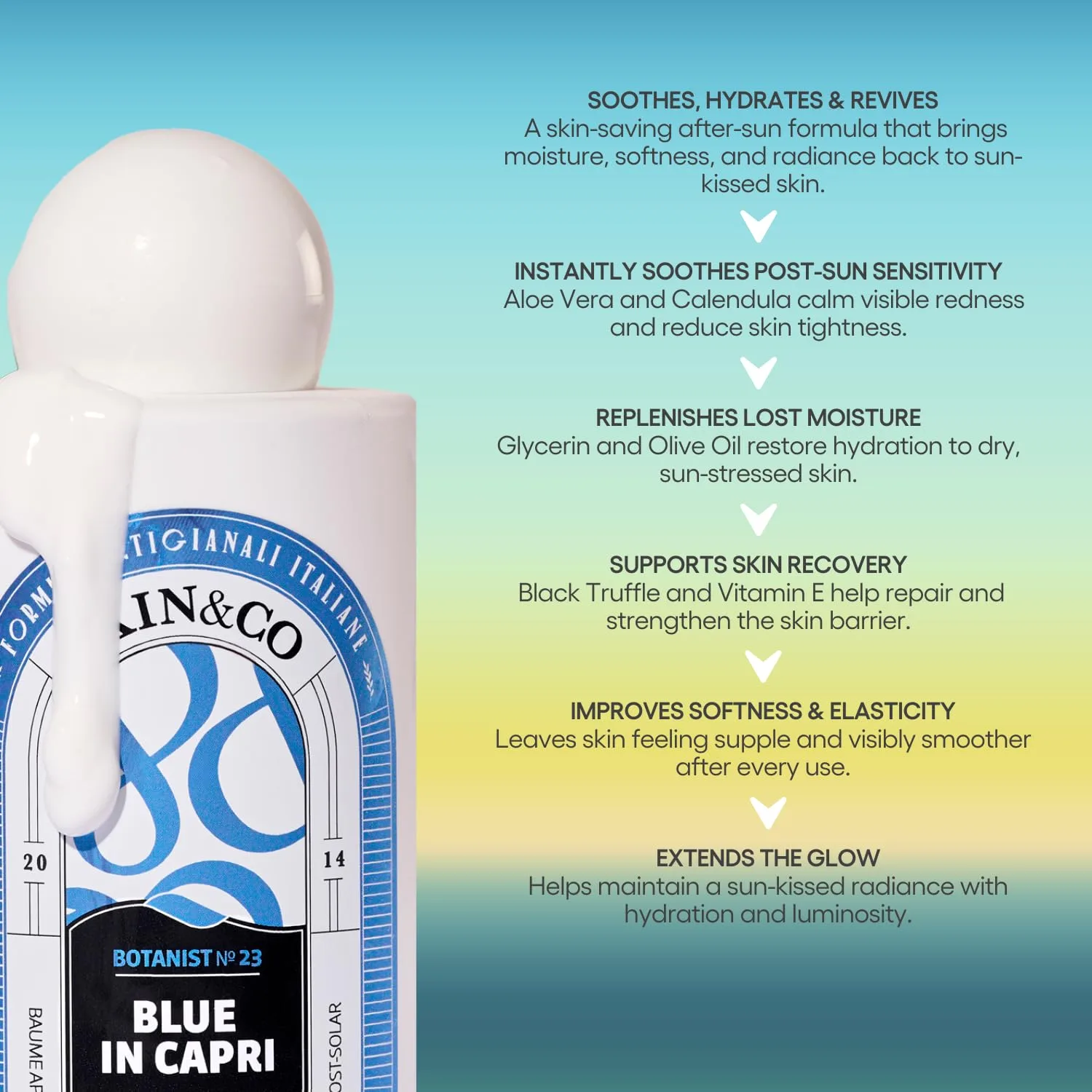 SKIN&CO Roma Blue в оттенке Capri After Sun Potion, успокаивающий бальзам для тела после загара с алоэ вера, маслом ши, маслом семян манго и средиземноморской травяной смесью, 8,4 жидких унции — фото 4