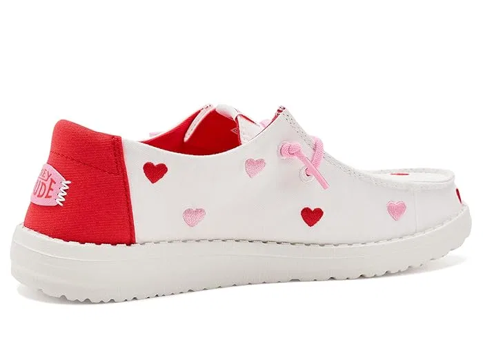 Лоферы с вышивкой сердцами Wendy Hey Dude Kids, White/Multi — фото 4