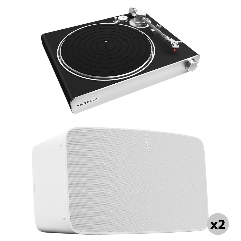 

Проигрыватель винила Victrola Stream Carbon с комплектом из пяти белых динамиков Sonos