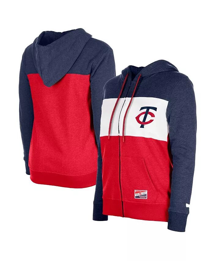 

Женская темно-синяя куртка-толстовка с капюшоном Minnesota Twins Color Block Full-Zip New Era