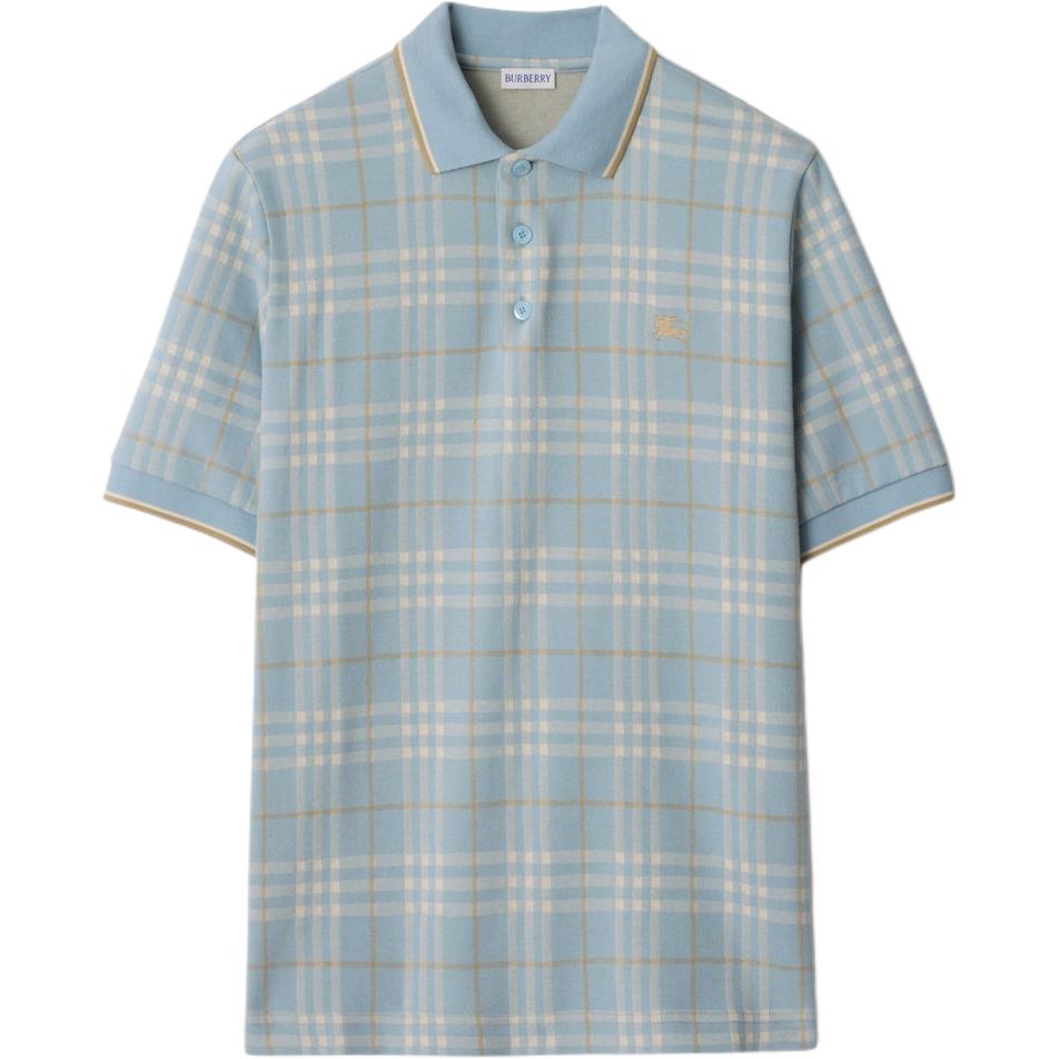 

Хлопковая поло в клетку Burberry, светло-синий