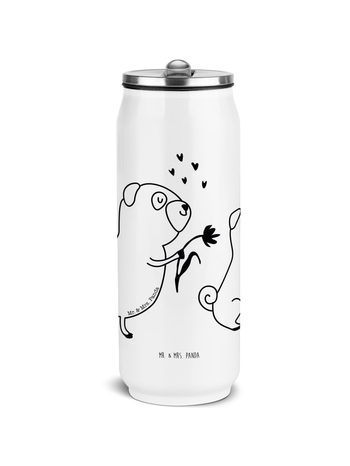 

Mr. & Mrs. Panda Белая бутылка для воды с изображением мопса и надписью "Влюблен" (без текста)