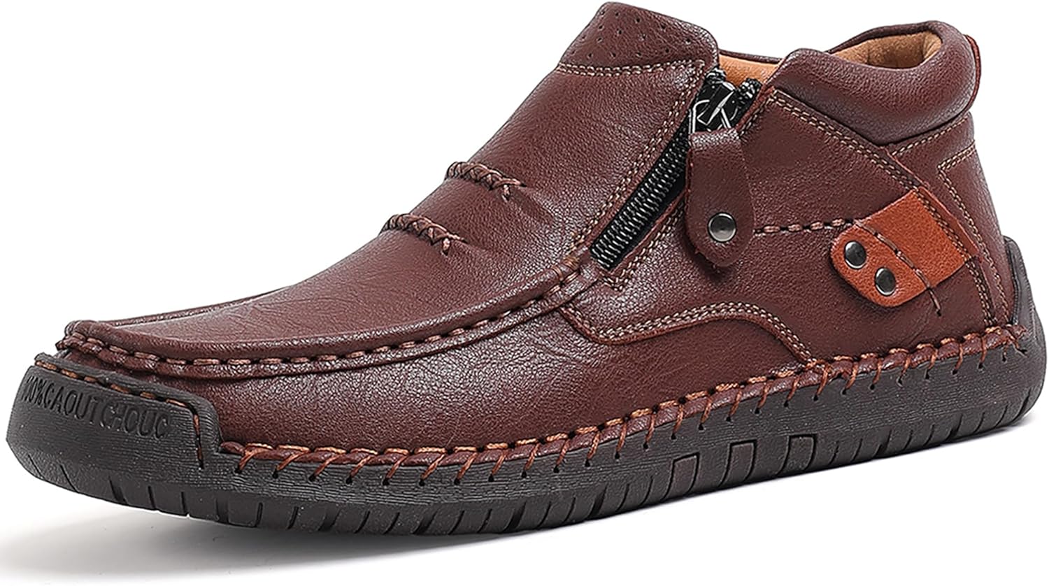 

Мужские слипоны WOWSTICK с ручной прошивкой из кожи, легкие удобные повседневные туфли-лоферы, ботинки на щиколотку, коричневый