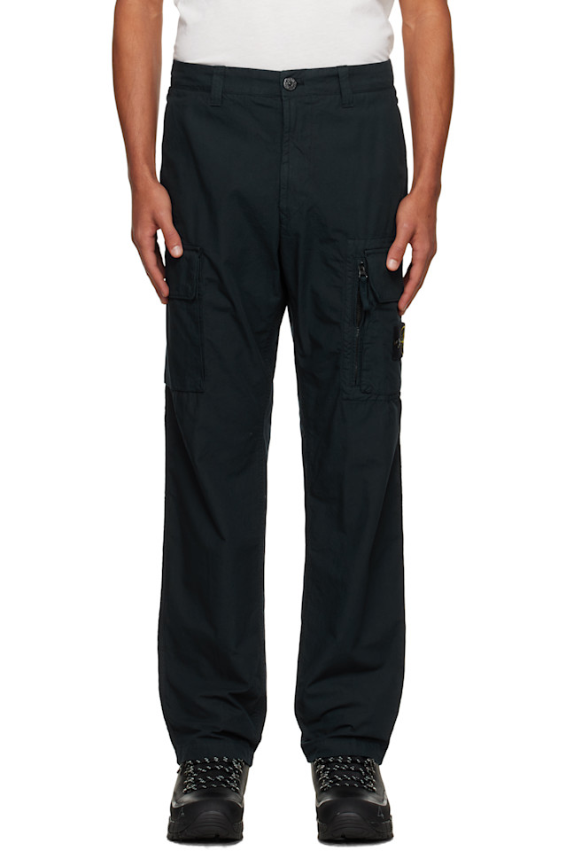 

Stone Island Брюки-Карго из хлопчатобумажной ткани с плетением "холст" темно-синего цвета (310