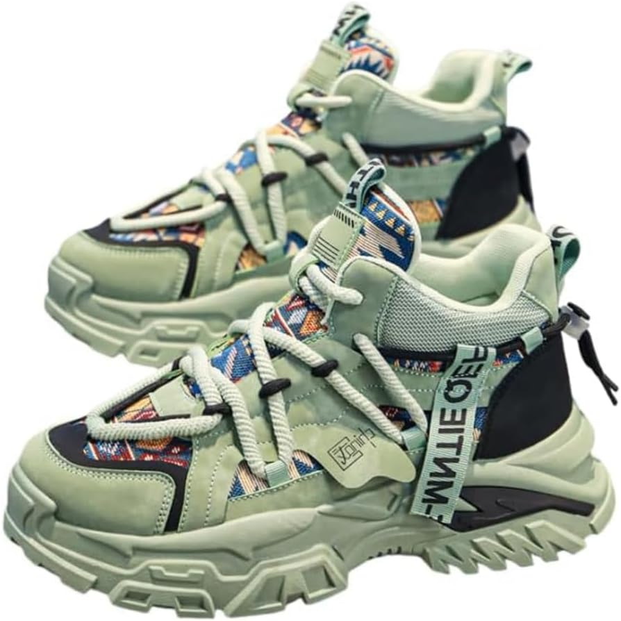 

Мужские ретро кроссовки на шнуровке с толстой подошвой - удобные и нескользящие, подходят для активного отдыха в любое время года Generic, зеленый