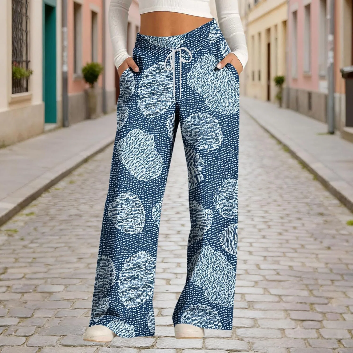 Джинсы широкие, Elastic Waist, Navy — фото 3